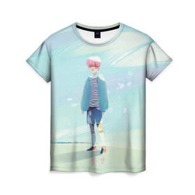 Женская футболка 3D с принтом BTS_Jimin_4 в Кировске, 100% полиэфир ( синтетическое хлопкоподобное полотно) | прямой крой, круглый вырез горловины, длина до линии бедер | bangtan boys | bts | бантаны бтс