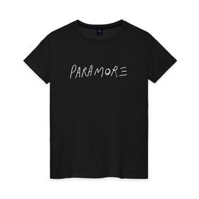 Женская футболка хлопок с принтом Paramore в Кировске, 100% хлопок | прямой крой, круглый вырез горловины, длина до линии бедер, слегка спущенное плечо | 