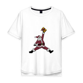 Мужская футболка хлопок Oversize с принтом Santa Jordan в Кировске, 100% хлопок | свободный крой, круглый ворот, “спинка” длиннее передней части | дед мороз | джордан | новогодний | рождество | санта