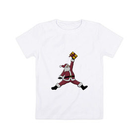 Детская футболка хлопок с принтом Santa Jordan в Кировске, 100% хлопок | круглый вырез горловины, полуприлегающий силуэт, длина до линии бедер | дед мороз | джордан | новогодний | рождество | санта
