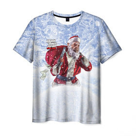 Мужская футболка 3D с принтом GTA 5 Online в Кировске, 100% полиэфир | прямой крой, круглый вырез горловины, длина до линии бедер | auto | christmas | dead | grand | gta | gta5 | new | rdr | red | redemption | rockstar | theft | year | гта | дед мороз | клаус | нг | новый год | санта