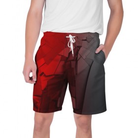 Мужские шорты 3D с принтом GRAY&RED MIRROR ABSTRACT в Кировске,  полиэстер 100% | прямой крой, два кармана без застежек по бокам. Мягкая трикотажная резинка на поясе, внутри которой широкие завязки. Длина чуть выше колен | 