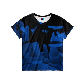 Детская футболка 3D с принтом Abstract blue collection в Кировске, 100% гипоаллергенный полиэфир | прямой крой, круглый вырез горловины, длина до линии бедер, чуть спущенное плечо, ткань немного тянется | abstraction | geometry | абстракция | геометрия | грань | краски | кубик | кубики | линии | мозаика | разноцветные | ребро | текстура | тени | узор