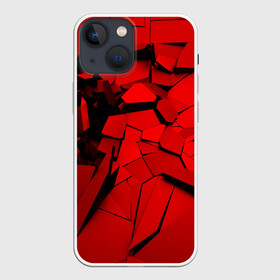 Чехол для iPhone 13 mini с принтом Carbon abstraction RED в Кировске,  |  | abstraction | geometry | абстракция | геометрия | грань | краски | кубик | кубики | линии | мозаика | разноцветные | ребро | текстура | тени | узор