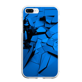 Чехол для iPhone 7Plus/8 Plus матовый с принтом Carbon abstraction BLUE в Кировске, Силикон | Область печати: задняя сторона чехла, без боковых панелей | Тематика изображения на принте: abstraction | geometry | абстракция | геометрия | грань | краски | кубик | кубики | линии | мозаика | разноцветные | ребро | текстура | тени | узор