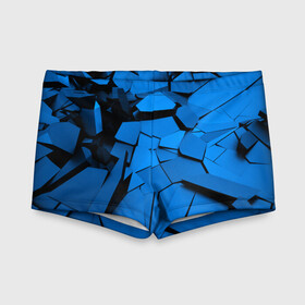 Детские купальные плавки 3D с принтом Carbon abstraction BLUE в Кировске, Полиэстер 85%, Спандекс 15% | Слитный крой, подклад по переду изделия, узкие бретели | abstraction | geometry | абстракция | геометрия | грань | краски | кубик | кубики | линии | мозаика | разноцветные | ребро | текстура | тени | узор