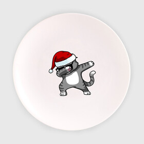 Тарелка с принтом DAB Cat Santa в Кировске, фарфор | диаметр - 210 мм
диаметр для нанесения принта - 120 мм | даб | кот | новогодний | рождество | шапка