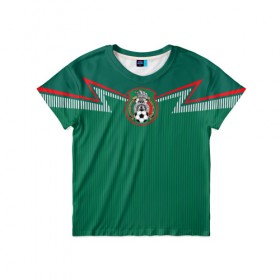 Детская футболка 3D с принтом Мексика, форма в Кировске, 100% гипоаллергенный полиэфир | прямой крой, круглый вырез горловины, длина до линии бедер, чуть спущенное плечо, ткань немного тянется | fifa | mexico | мира | фифа | чемпионат | эмблема