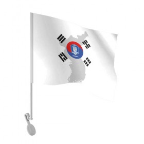 Флаг для автомобиля с принтом Республика Корея, форма в Кировске, 100% полиэстер | Размер: 30*21 см | fc |   сборная | республика корея | спорт | спортивные | фк | футбол | футбольный клуб