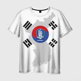 Мужская футболка 3D с принтом Республика Корея, форма в Кировске, 100% полиэфир | прямой крой, круглый вырез горловины, длина до линии бедер | fc |   сборная | республика корея | спорт | спортивные | фк | футбол | футбольный клуб