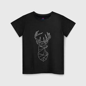 Детская футболка хлопок с принтом Олень в Кировске, 100% хлопок | круглый вырез горловины, полуприлегающий силуэт, длина до линии бедер | 