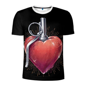Мужская футболка 3D спортивная с принтом Сердце МИЛИТАРИ в Кировске, 100% полиэстер с улучшенными характеристиками | приталенный силуэт, круглая горловина, широкие плечи, сужается к линии бедра | 