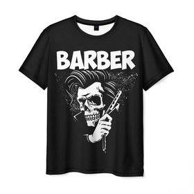 Мужская футболка 3D с принтом БАРБЕР 2-х сторонняя в Кировске, 100% полиэфир | прямой крой, круглый вырез горловины, длина до линии бедер | barbershop | барбер | барбершоп