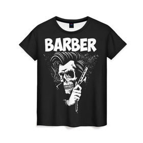 Женская футболка 3D с принтом БАРБЕР 2-х сторонняя в Кировске, 100% полиэфир ( синтетическое хлопкоподобное полотно) | прямой крой, круглый вырез горловины, длина до линии бедер | barbershop | барбер | барбершоп