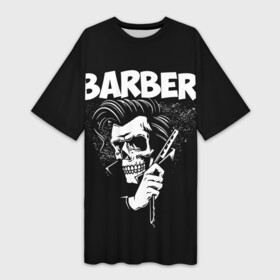Платье-футболка 3D с принтом БАРБЕР 2 х сторонняя в Кировске,  |  | barbershop | барбер | барбершоп
