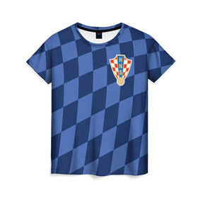Женская футболка 3D с принтом Хорватия, форма в Кировске, 100% полиэфир ( синтетическое хлопкоподобное полотно) | прямой крой, круглый вырез горловины, длина до линии бедер | croatia | fc | fifa | football | national team | uniform | сборная | фифа | фк | форма | футбол | хорватия