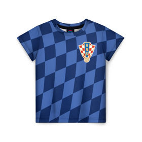 Детская футболка 3D с принтом Хорватия, форма в Кировске, 100% гипоаллергенный полиэфир | прямой крой, круглый вырез горловины, длина до линии бедер, чуть спущенное плечо, ткань немного тянется | croatia | fc | fifa | football | national team | uniform | сборная | фифа | фк | форма | футбол | хорватия