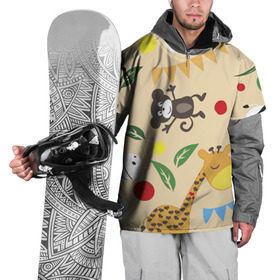 Накидка на куртку 3D с принтом Веселый зоопарк в Кировске, 100% полиэстер |  | Тематика изображения на принте: жираф | лошадь | мартышка | пони