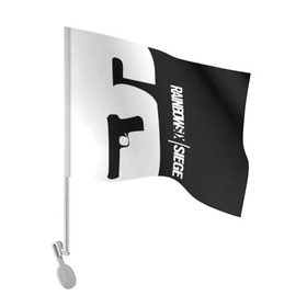 Флаг для автомобиля с принтом RAINBOW SIX SIEGE в Кировске, 100% полиэстер | Размер: 30*21 см | cybersport | esports | pro league | r6 | rainbow | rainbow six | siege | six | weapon | армия | боевик | военные | война | игры | киберспорт | логотип | модные | оперативники | оружие | радуга | черный белый | шутер