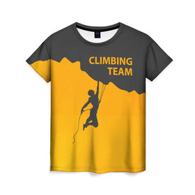 Женская футболка 3D с принтом climbing в Кировске, 100% полиэфир ( синтетическое хлопкоподобное полотно) | прямой крой, круглый вырез горловины, длина до линии бедер | adrenaline | extreme | hiking | mountaineering | mountains | risk | rock climb | rocks | sport | адреналин | альпинизм | высота | горы | риск | скалолазание | скалы | спорт | туризм | экстрим