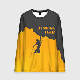 Мужской лонгслив 3D с принтом climbing в Кировске, 100% полиэстер | длинные рукава, круглый вырез горловины, полуприлегающий силуэт | Тематика изображения на принте: adrenaline | extreme | hiking | mountaineering | mountains | risk | rock climb | rocks | sport | адреналин | альпинизм | высота | горы | риск | скалолазание | скалы | спорт | туризм | экстрим