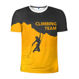 Мужская футболка 3D спортивная с принтом climbing в Кировске, 100% полиэстер с улучшенными характеристиками | приталенный силуэт, круглая горловина, широкие плечи, сужается к линии бедра | adrenaline | extreme | hiking | mountaineering | mountains | risk | rock climb | rocks | sport | адреналин | альпинизм | высота | горы | риск | скалолазание | скалы | спорт | туризм | экстрим