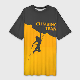 Платье-футболка 3D с принтом climbing в Кировске,  |  | adrenaline | extreme | hiking | mountaineering | mountains | risk | rock climb | rocks | sport | адреналин | альпинизм | высота | горы | риск | скалолазание | скалы | спорт | туризм | экстрим