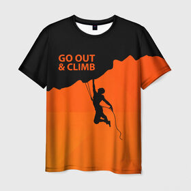Мужская футболка 3D с принтом climbing в Кировске, 100% полиэфир | прямой крой, круглый вырез горловины, длина до линии бедер | adrenaline | extreme | hiking | mountaineering | mountains | risk | rock climb | rocks | sport | адреналин | альпинизм | высота | горы | риск | скалолазание | скалы | спорт | туризм | экстрим