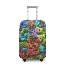 Чехол для чемодана 3D с принтом Разноцветные коты в Кировске, 86% полиэфир, 14% спандекс | двустороннее нанесение принта, прорези для ручек и колес | котенок | котик | котята | кошка | кошки | паттерн
