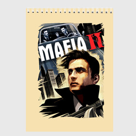 Скетчбук с принтом MAFIA 2 в Кировске, 100% бумага
 | 48 листов, плотность листов — 100 г/м2, плотность картонной обложки — 250 г/м2. Листы скреплены сверху удобной пружинной спиралью | Тематика изображения на принте: gangster | gun | mafia | гангстер | игра | мафия | оружия | сша | чикаго