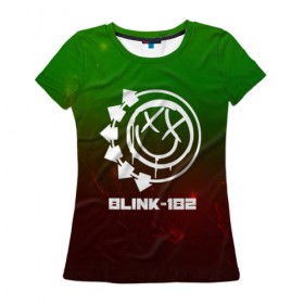 Женская футболка 3D с принтом BLINK-180 SPACE STYLE в Кировске, 100% полиэфир ( синтетическое хлопкоподобное полотно) | прямой крой, круглый вырез горловины, длина до линии бедер | 