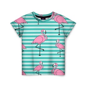 Детская футболка 3D с принтом Фламинго в Кировске, 100% гипоаллергенный полиэфир | прямой крой, круглый вырез горловины, длина до линии бедер, чуть спущенное плечо, ткань немного тянется | арт | белый | дикий | мульт | птица | рисунок | фламинго | черный