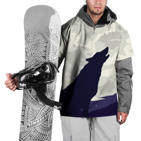 Накидка на куртку 3D с принтом Ночной житель в Кировске, 100% полиэстер |  | волк | дикая | дикий | животное | лес | луна | ночь | собака | тьма
