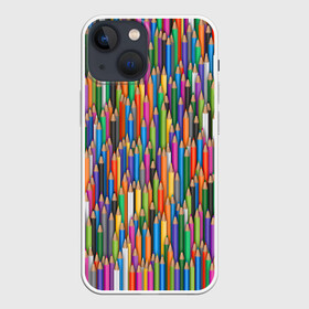 Чехол для iPhone 13 mini с принтом Разноцветные карандаши в Кировске,  |  | дизайнер | карандаш | палитра | паттерн | радуга | рисование | рисунок | художник | цвет | цветной | школа