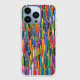 Чехол для iPhone 13 Pro с принтом Разноцветные карандаши в Кировске,  |  | дизайнер | карандаш | палитра | паттерн | радуга | рисование | рисунок | художник | цвет | цветной | школа