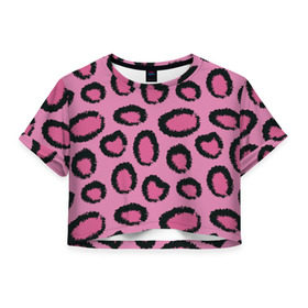 Женская футболка 3D укороченная с принтом Розовый гепард в Кировске, 100% полиэстер | круглая горловина, длина футболки до линии талии, рукава с отворотами | африка | животное | леопард