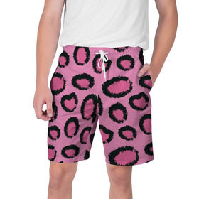 Мужские шорты 3D с принтом Розовый гепард в Кировске,  полиэстер 100% | прямой крой, два кармана без застежек по бокам. Мягкая трикотажная резинка на поясе, внутри которой широкие завязки. Длина чуть выше колен | африка | животное | леопард