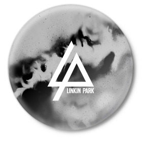 Значок с принтом LINKIN PARK GRAY ABSTRACT ROCK в Кировске,  металл | круглая форма, металлическая застежка в виде булавки | linkin park | logo | music | pop | rock | альтернатива | металл | музыка | музыкальный | поп | рок | честер беннингтон