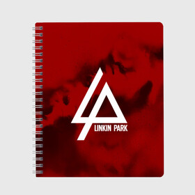 Тетрадь с принтом LINKIN PARK COLOR RED MUSIC в Кировске, 100% бумага | 48 листов, плотность листов — 60 г/м2, плотность картонной обложки — 250 г/м2. Листы скреплены сбоку удобной пружинной спиралью. Уголки страниц и обложки скругленные. Цвет линий — светло-серый
 | Тематика изображения на принте: linkin park | logo | music | pop | rock | альтернатива | металл | музыка | музыкальный | поп | рок | честер беннингтон