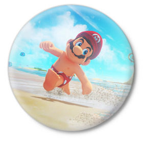 Значок с принтом Super Mario Odyssey в Кировске,  металл | круглая форма, металлическая застежка в виде булавки | nintendo | super mario odyssey | марио | нинтендо