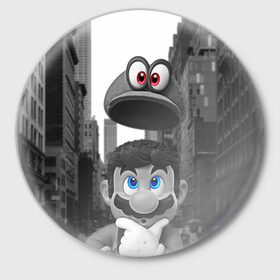 Значок с принтом Super Mario Odyssey в Кировске,  металл | круглая форма, металлическая застежка в виде булавки | nintendo | super mario odyssey | марио | нинтендо