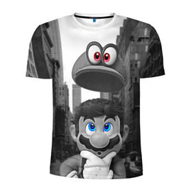 Мужская футболка 3D спортивная с принтом Super Mario Odyssey в Кировске, 100% полиэстер с улучшенными характеристиками | приталенный силуэт, круглая горловина, широкие плечи, сужается к линии бедра | nintendo | super mario odyssey | марио | нинтендо
