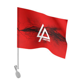 Флаг для автомобиля с принтом LINKIN PARK lightning red в Кировске, 100% полиэстер | Размер: 30*21 см | linkin park | logo | music | pop | rock | альтернатива | металл | музыка | музыкальный | поп | рок | честер беннингтон
