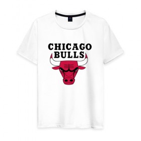 Мужская футболка хлопок с принтом Чикаго Буллз в Кировске, 100% хлопок | прямой крой, круглый вырез горловины, длина до линии бедер, слегка спущенное плечо. | баскетбол | спорт | чикаго буллз