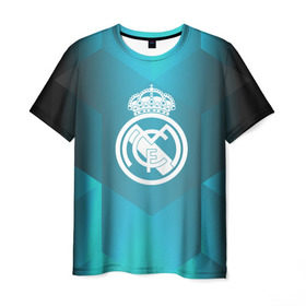 Мужская футболка 3D с принтом Real Madrid Geometry Sport в Кировске, 100% полиэфир | прямой крой, круглый вырез горловины, длина до линии бедер | emirates | fc | real madrid | геометрия | реал мадрид | футбольный клуб | эмблема