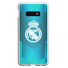 Чехол для Samsung S10E с принтом Real Madrid Geometry Sport в Кировске, Силикон | Область печати: задняя сторона чехла, без боковых панелей | Тематика изображения на принте: emirates | fc | real madrid | геометрия | реал мадрид | футбольный клуб | эмблема