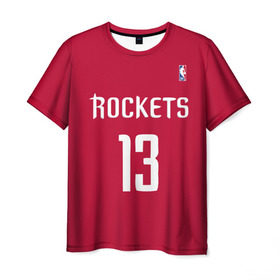 Мужская футболка 3D с принтом Houston Rockets в Кировске, 100% полиэфир | прямой крой, круглый вырез горловины, длина до линии бедер | 13 | fear the beard | houston rockets | nba | rise sports | баскетбол | баскетбольная | джеймс харден | нба | номер | спортивная | форма | хьюстон рокетс