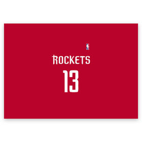 Поздравительная открытка с принтом Houston Rockets в Кировске, 100% бумага | плотность бумаги 280 г/м2, матовая, на обратной стороне линовка и место для марки
 | 13 | fear the beard | houston rockets | nba | rise sports | баскетбол | баскетбольная | джеймс харден | нба | номер | спортивная | форма | хьюстон рокетс