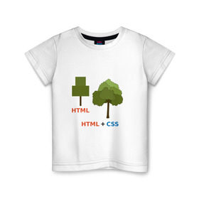 Детская футболка хлопок с принтом Веб-дизайнеры html + css в Кировске, 100% хлопок | круглый вырез горловины, полуприлегающий силуэт, длина до линии бедер | Тематика изображения на принте: css | html | веб дизайн | дерево | дизайн | программирование | программист