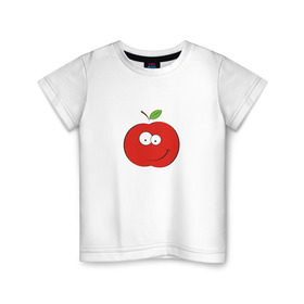 Детская футболка хлопок с принтом Smile apple в Кировске, 100% хлопок | круглый вырез горловины, полуприлегающий силуэт, длина до линии бедер | apple | smile apple | улыбка | яблоко